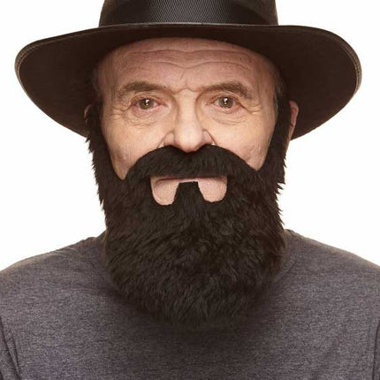 Partychimp Luxe Opa Plaksnor en Baard Zwart