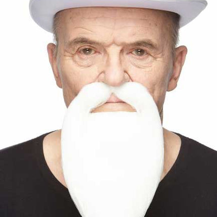 Partychimp Luxe Tovenaar Snor & Baard Wit