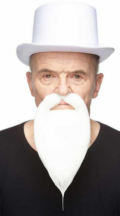 Partychimp Luxe Tovenaar Snor & Baard Wit