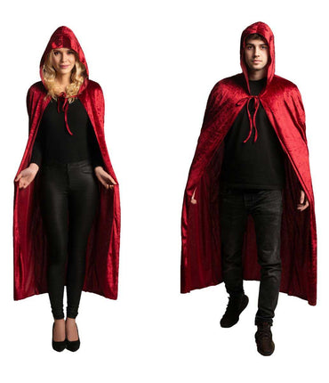 Partychimp Rode Fluwelen Cape Met Capuchon