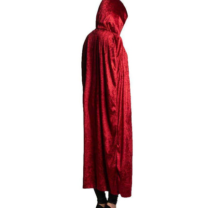 Partychimp Rode Fluwelen Cape Met Capuchon