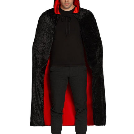 Partychimp Rood Zwart Deluxe Cape Met Capuchon