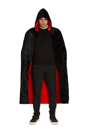 Partychimp Rood Zwart Deluxe Cape Met Capuchon