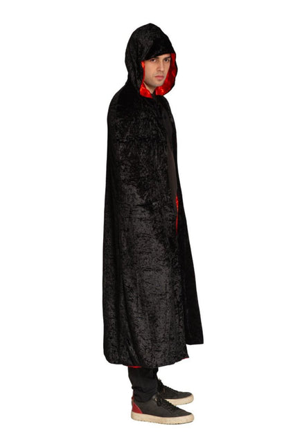 Partychimp Rood Zwart Deluxe Cape Met Capuchon