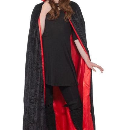 Partychimp Rood Zwart Deluxe Cape Met Capuchon Dames