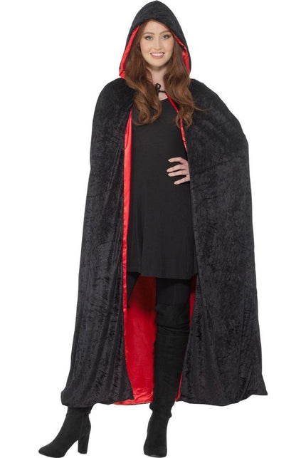 Partychimp Rood Zwart Deluxe Cape Met Capuchon Dames