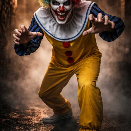 Partychimp Scary Clown Kostuum Met Pruik