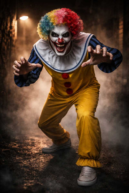 Partychimp Scary Clown Kostuum Met Pruik