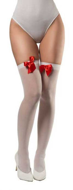 Partychimp Witte Kousen met Rode Strik