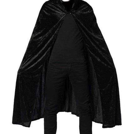 Partychimp Zwarte Fluwelen Cape Met Capuchon