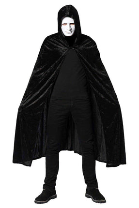 Partychimp Zwarte Fluwelen Cape Met Capuchon