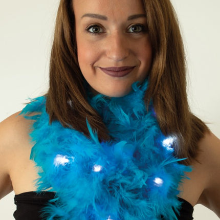 PartyXplosion Boa turquoise met led verlichting