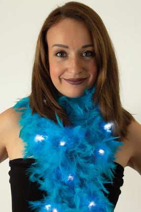 PartyXplosion Boa turquoise met led verlichting
