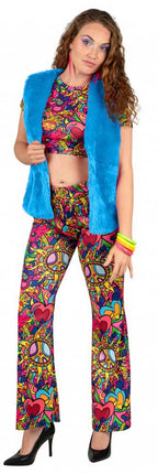 PartyXplosion Bodywarmer Imitatiebont Neon Blauw Dames