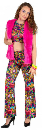 PartyXplosion Bodywarmer Imitatiebont Neon Roze Dames