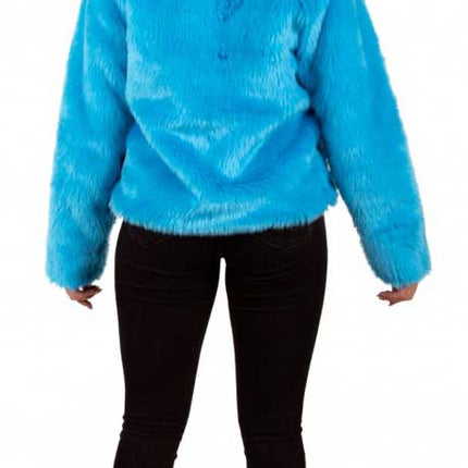 PartyXplosion Bontjas Carnaval Neon Blauw Dames