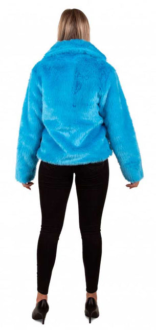 PartyXplosion Bontjas Carnaval Neon Blauw Dames