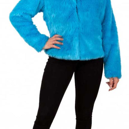 PartyXplosion Bontjas Carnaval Neon Blauw Dames