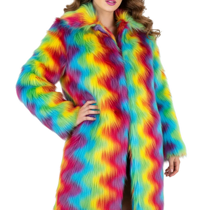 PartyXplosion Bontjas Colorwave Lang Dames