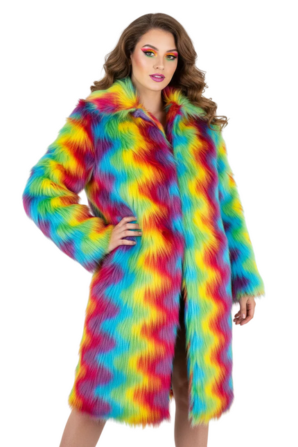 PartyXplosion Bontjas Colorwave Lang Dames