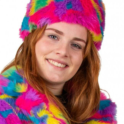 PartyXplosion Bontmuts Pluche Camouflage Regenboog