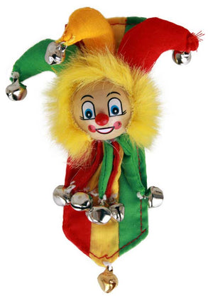 PartyXplosion Broche Clown met belletjes op banner Rood Geel Groen
