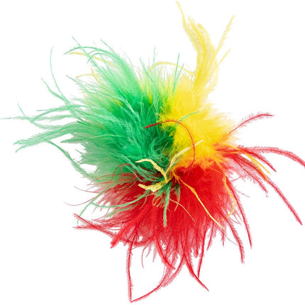 PartyXplosion Broche veren met lintje rood geel groen