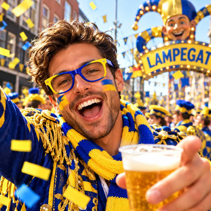 PartyXplosion Carnaval Bril Blauw Geel – Lampegat
