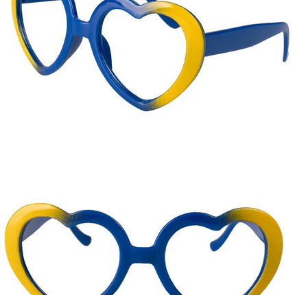 PartyXplosion Carnaval Bril Hartjes Blauw Geel – Lampegat