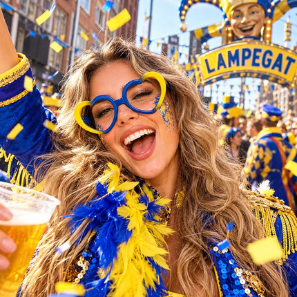PartyXplosion Carnaval Bril Hartjes Blauw Geel – Lampegat