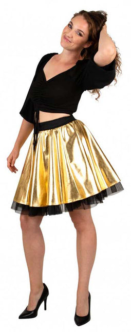 PartyXplosion Cirkelrok metallic goud dames