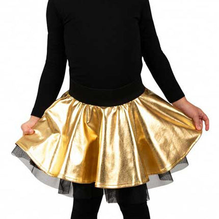 PartyXplosion Cirkelrok Metallic Goud meisjes maat 128