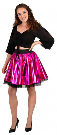 PartyXplosion Cirkelrok metallic roze dames