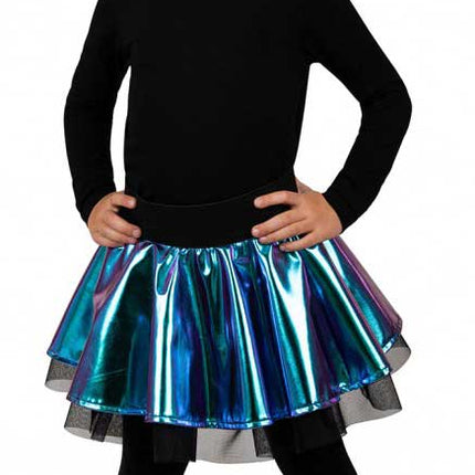 PartyXplosion Cirkelrok Metallic Turquoise meisjes maat 140