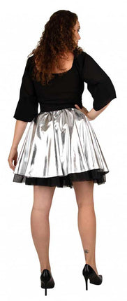 PartyXplosion Cirkelrok metallic zilver dames