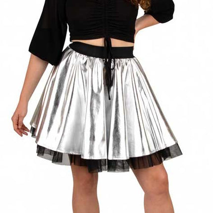 PartyXplosion Cirkelrok metallic zilver dames