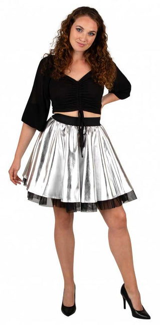 PartyXplosion Cirkelrok metallic zilver dames