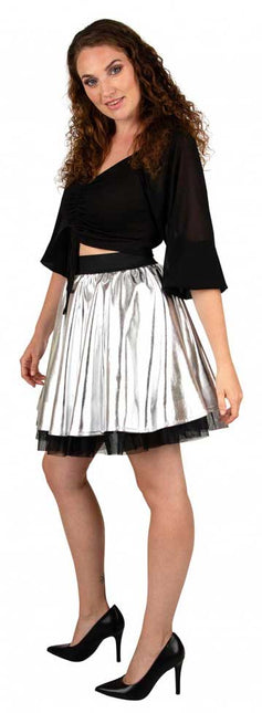 PartyXplosion Cirkelrok metallic zilver dames