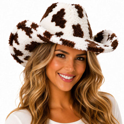 PartyXplosion Cowboyhoed Bont Koeienprint Bruin/Wit – Maat 59