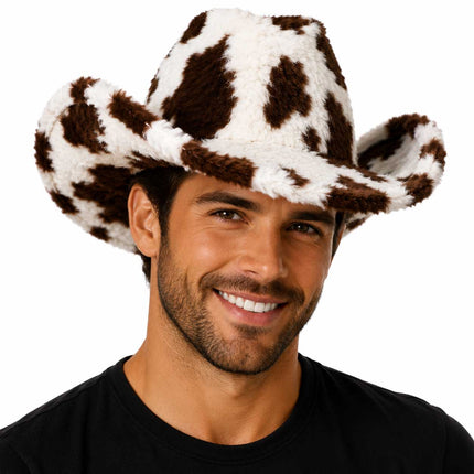 PartyXplosion Cowboyhoed Bont Koeienprint Bruin/Wit – Maat 59
