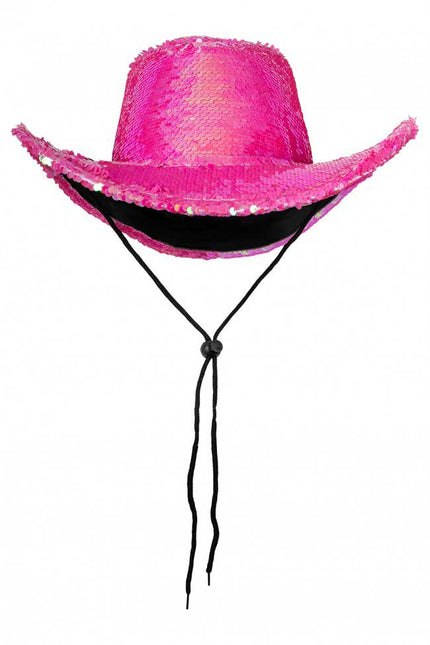 PartyXplosion Cowboyhoed Roze Pailletten