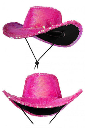 PartyXplosion Cowboyhoed Roze Pailletten
