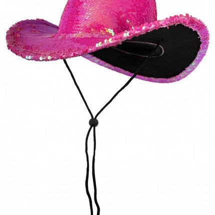 PartyXplosion Cowboyhoed Roze Pailletten