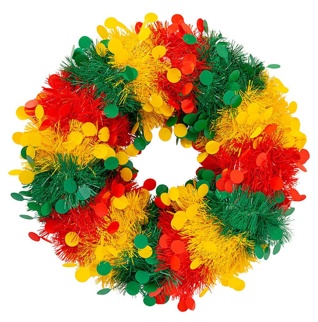 PartyXplosion Deurkrans Confetti Snippers Rood Geel Groen 45 cm