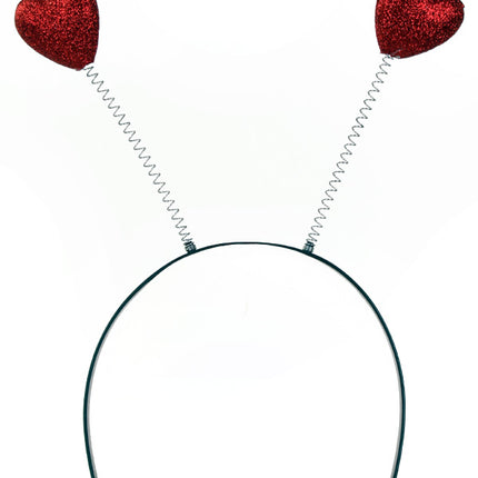 PartyXplosion Diadeem 2 Rode Hartjes Glitter