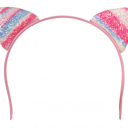 PartyXplosion Diadeem Kattenoortjes Glitter roze en blauw
