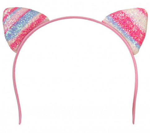 PartyXplosion Diadeem Kattenoortjes Glitter roze en blauw