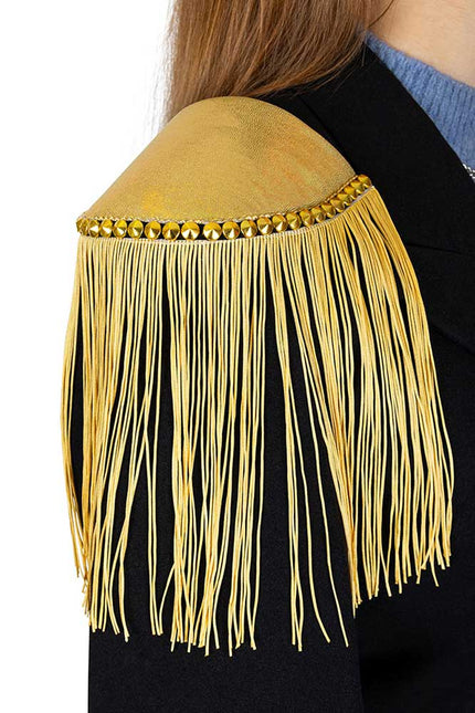 PartyXplosion Epaulette Glanzend Goud met goud franjes