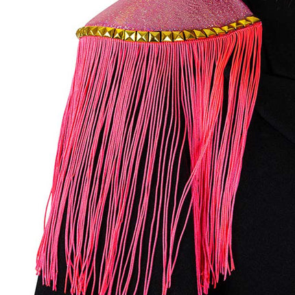 PartyXplosion Epaulette Glanzend Roze met neon roze franjes