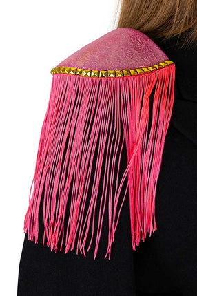 PartyXplosion Epaulette Glanzend Roze met neon roze franjes